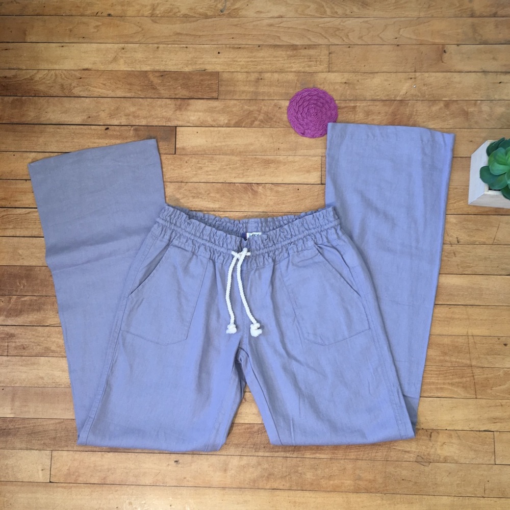 Nwt ROXY Lavander Gray drawstring linen pants